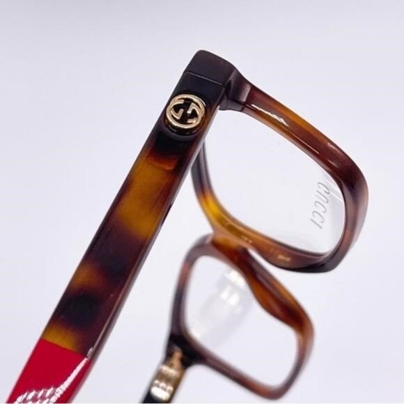 Authentic- New - Gucci GG 0168O 008 Havana EyeglassBlue Red Temple Ti… - Picture 12 of 14